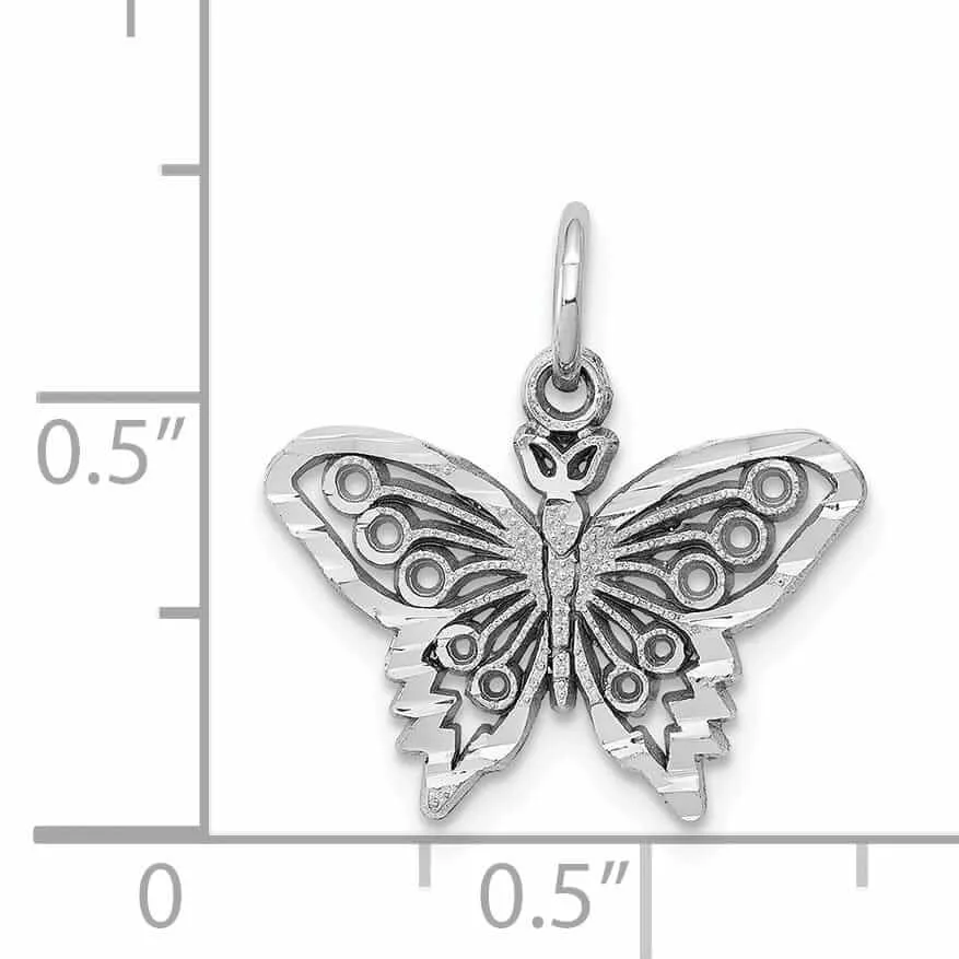 10K White Gold Filigree Butterfly Pendant