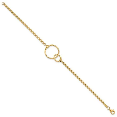 10k Yellow Double Circle Polished Link Bracelet