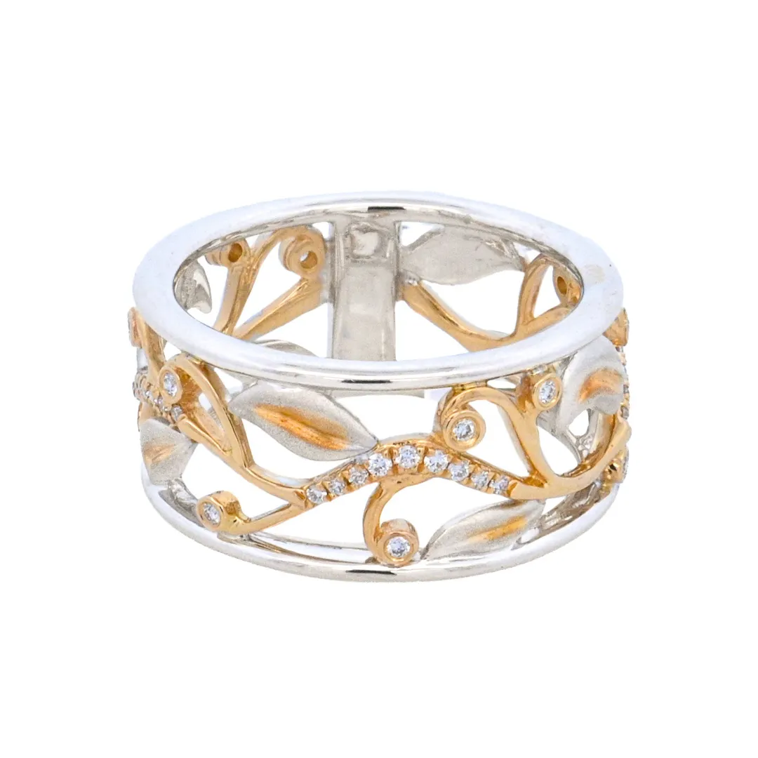 14K Two- Tone 0.16ct. Diamond Filigree Fashion Ring