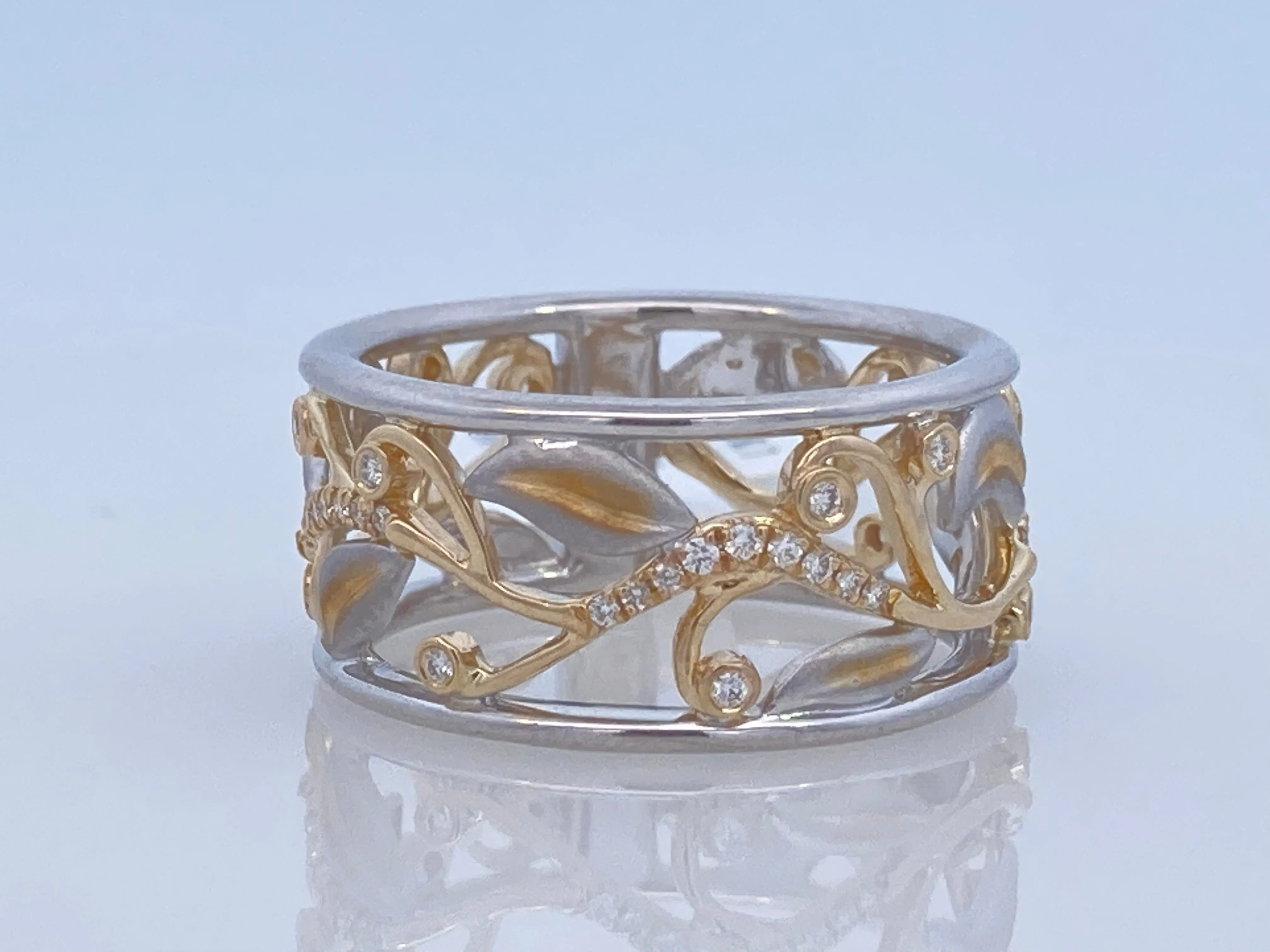 14K Two- Tone 0.16ct. Diamond Filigree Fashion Ring