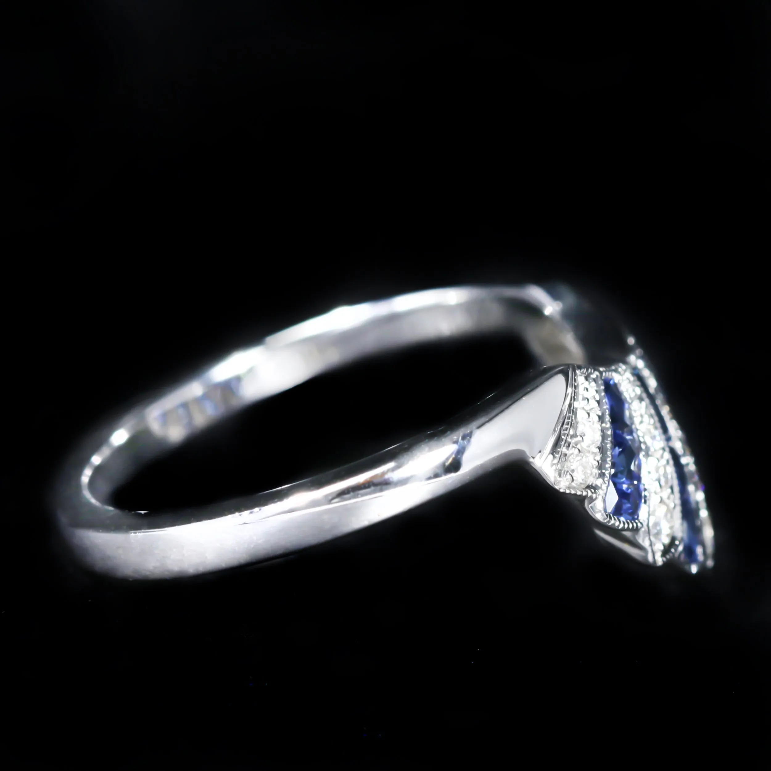 14k White Gold Diamond and Sapphire Tiara Band