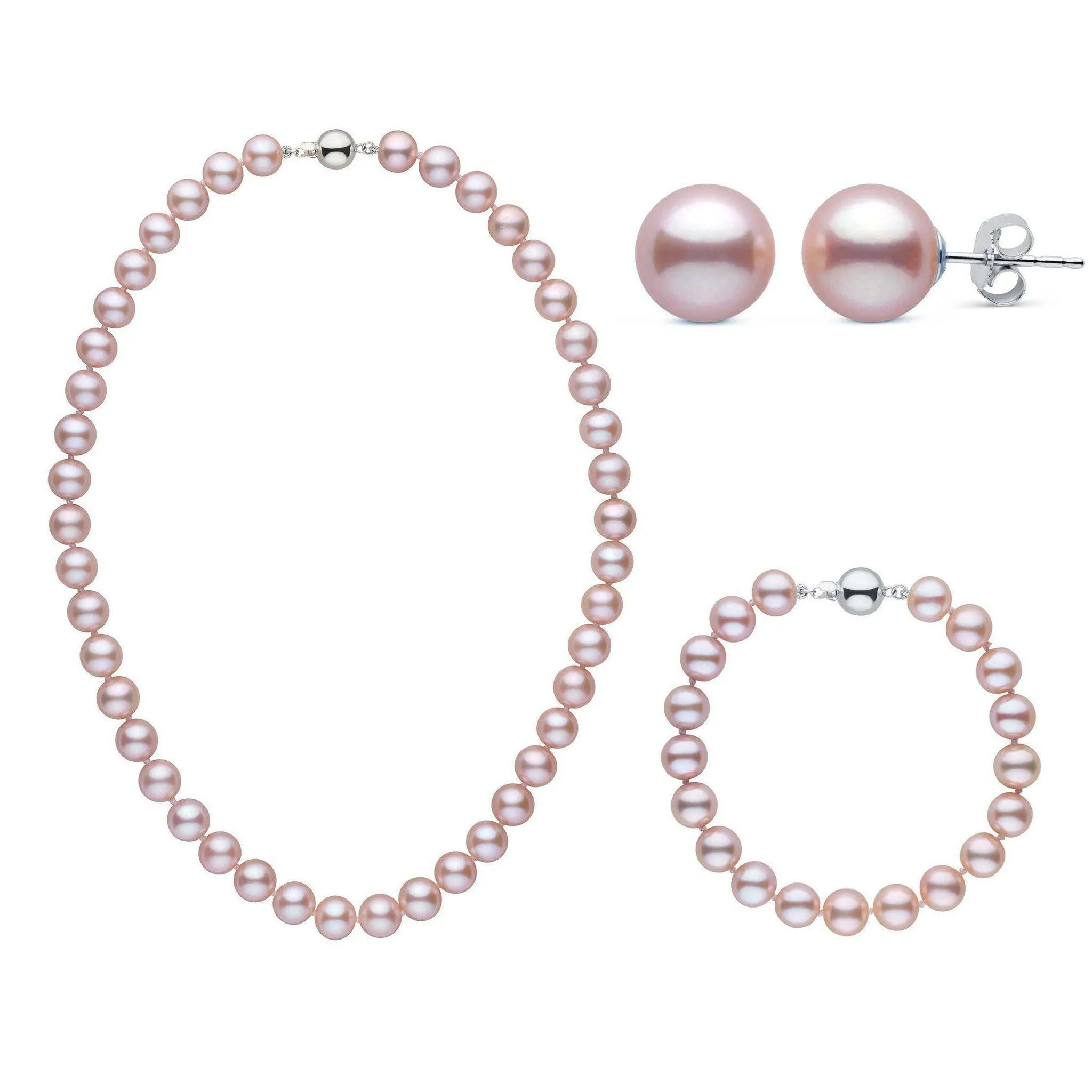 16 Inch 3 Piece Set of 8.5-9.0 mm AAA Lavender Freshwater Pearls