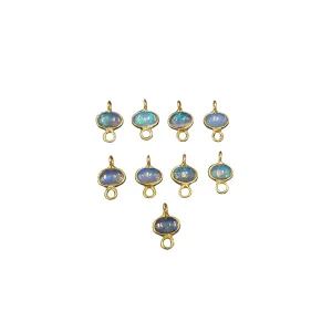 18k Gold Ethiopian Opal Connector Charms