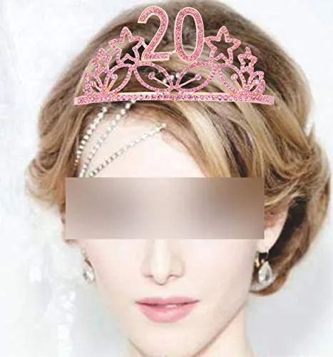 20th Birthday Gifts for Girls, 20th Birthday Tiara and Sash Pink, HAPPY 20th Birthday