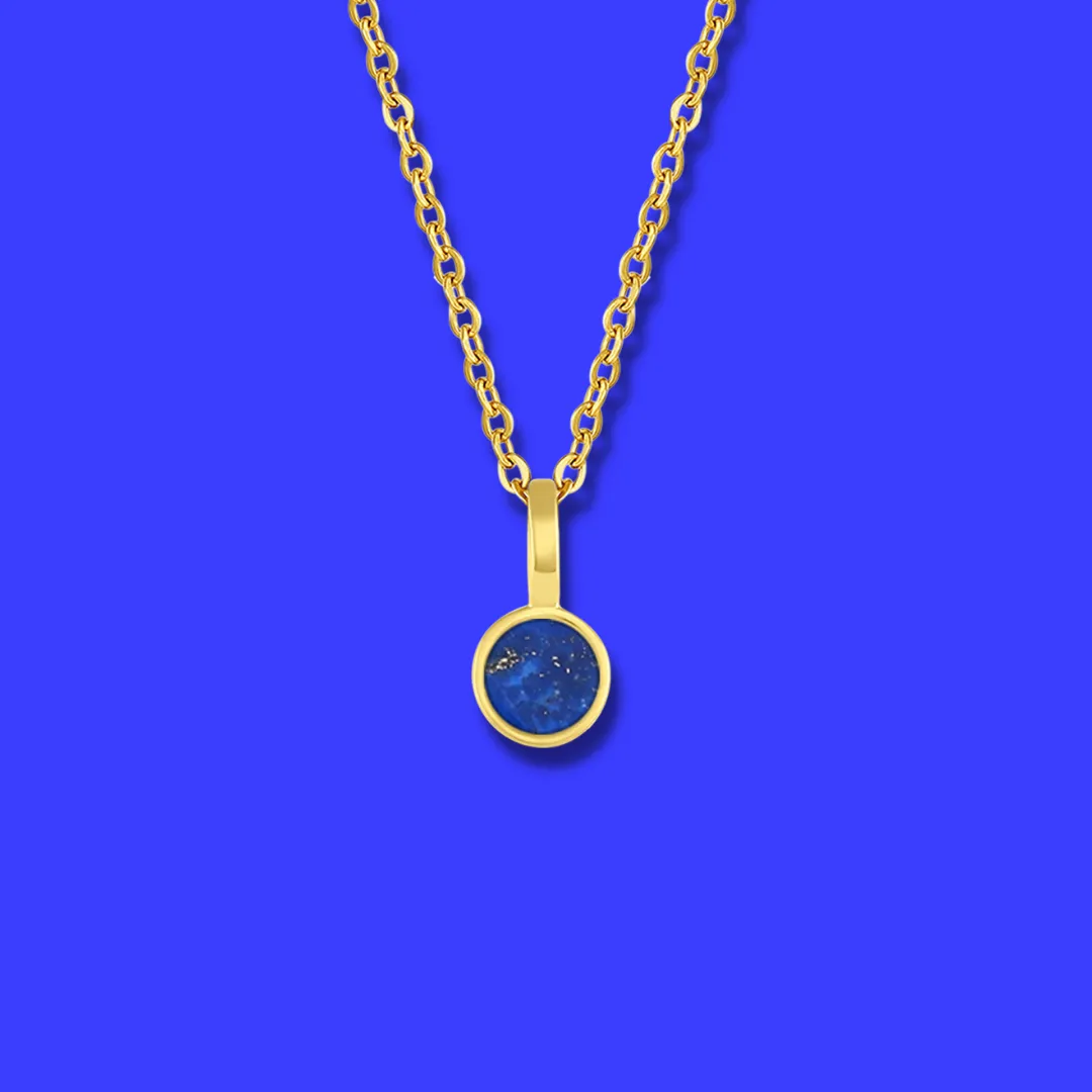 5mm Round Charm Necklace in Lapis Lazuli