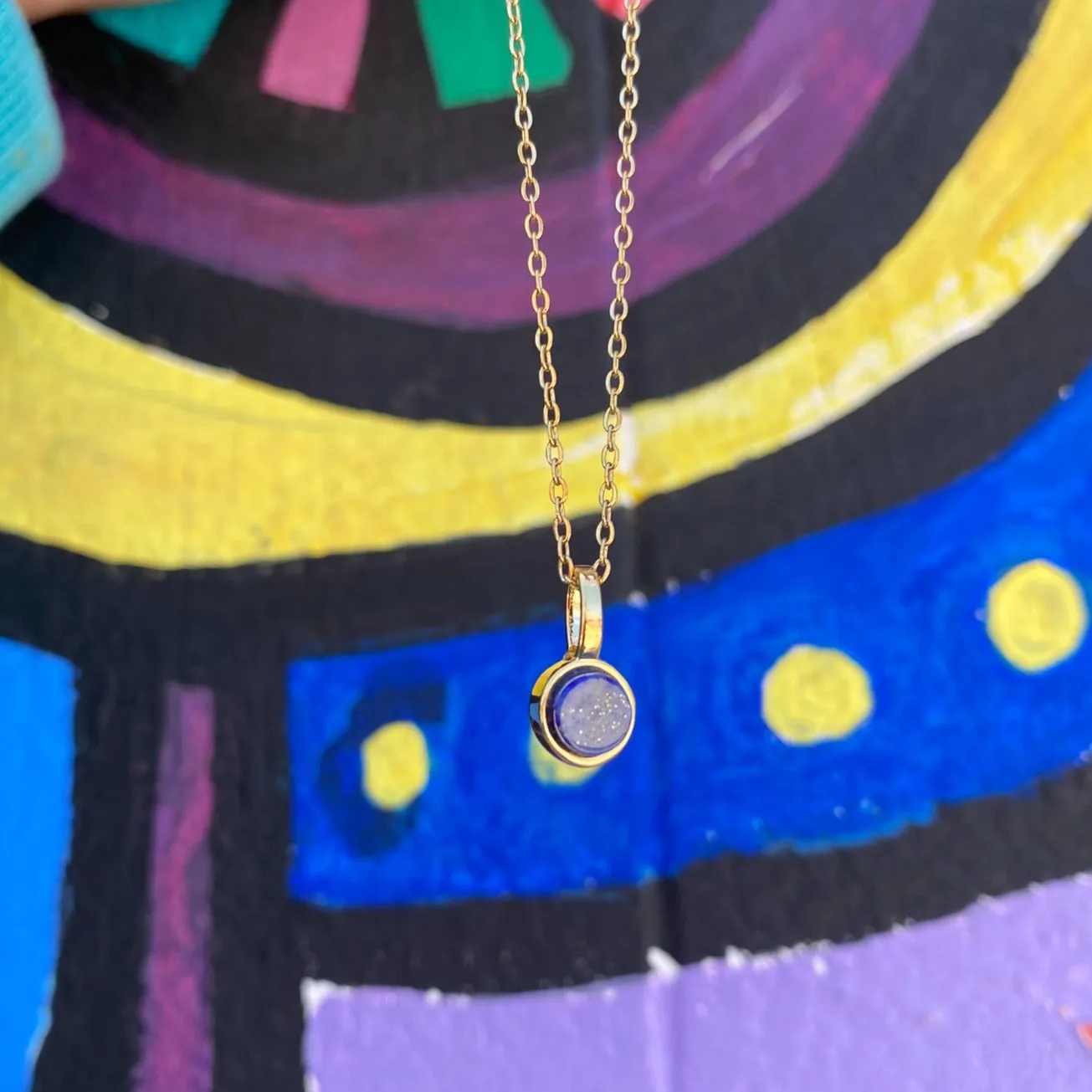 5mm Round Charm Necklace in Lapis Lazuli