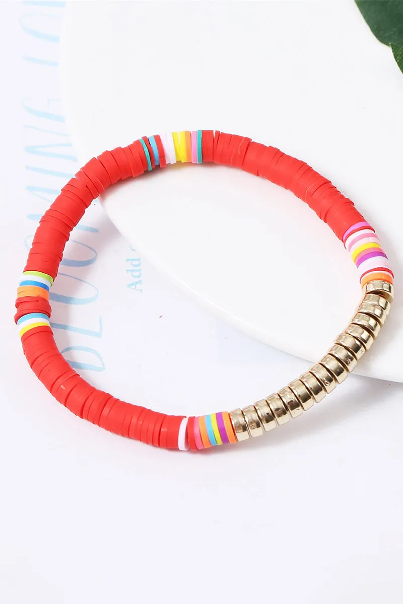 6PCS COLORFUL BEADED BRACELET, 6PCS PER 1 PACK