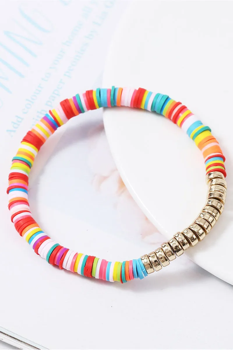 6PCS COLORFUL BEADED BRACELET, 6PCS PER 1 PACK