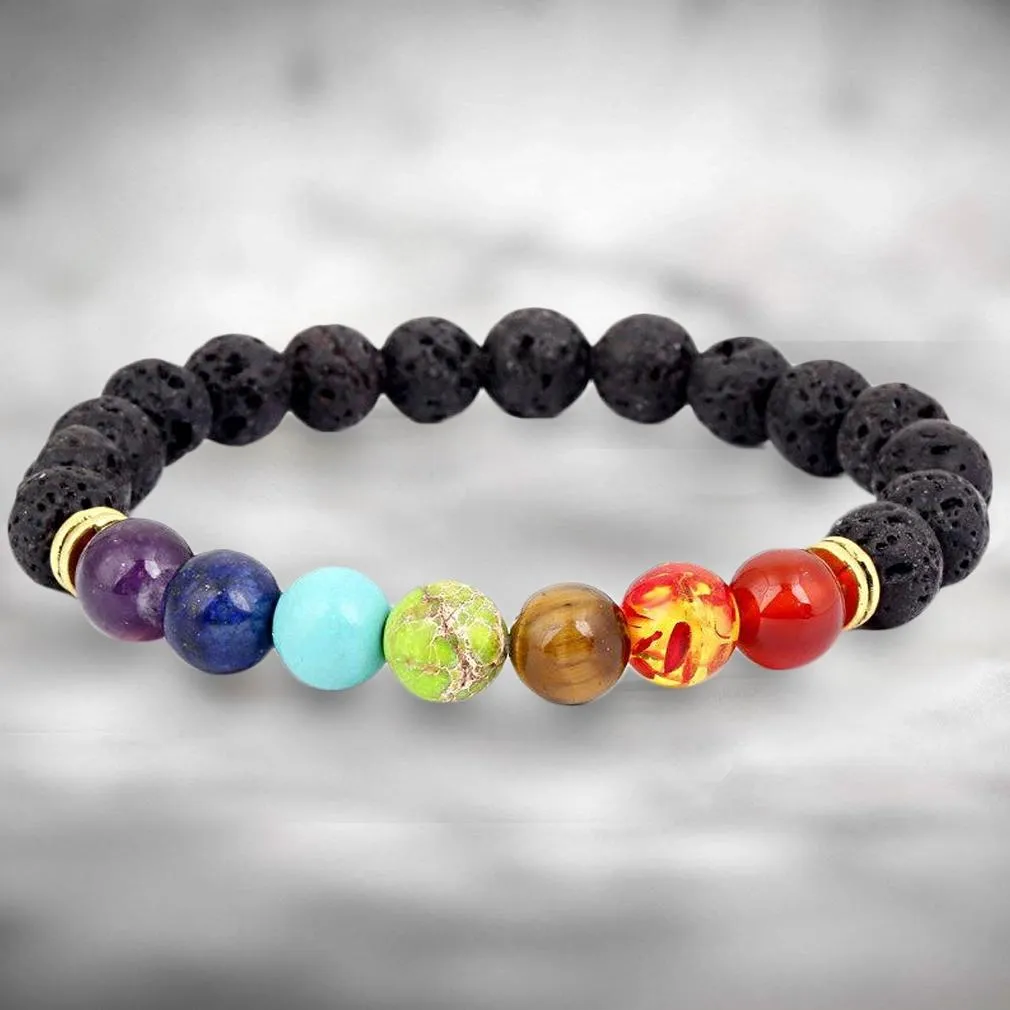 7 Genuine Chakra Healing Natural Stone Bead Bracelet