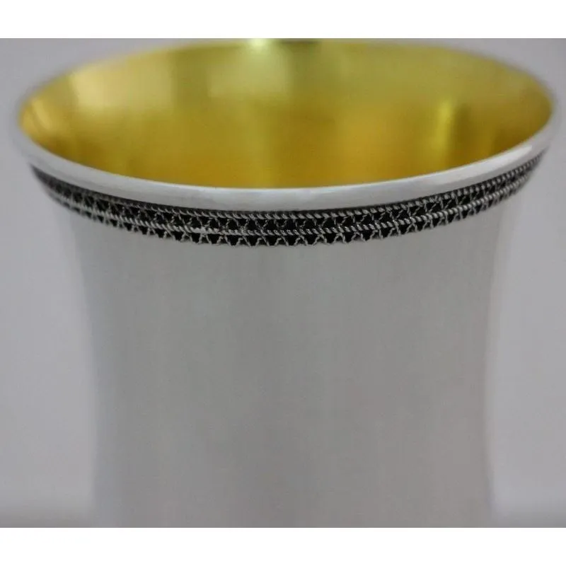 925 Sterling Silver Filigree Kiddush Cup OVADIA 5.5" Hand Made in Israel by NADAV