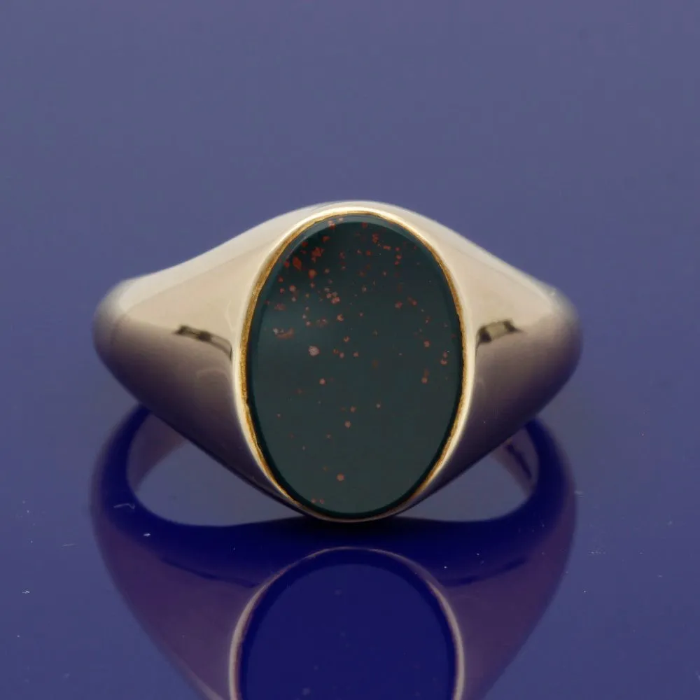 9ct Yellow Gold Bloodstone Oval Signet Ring