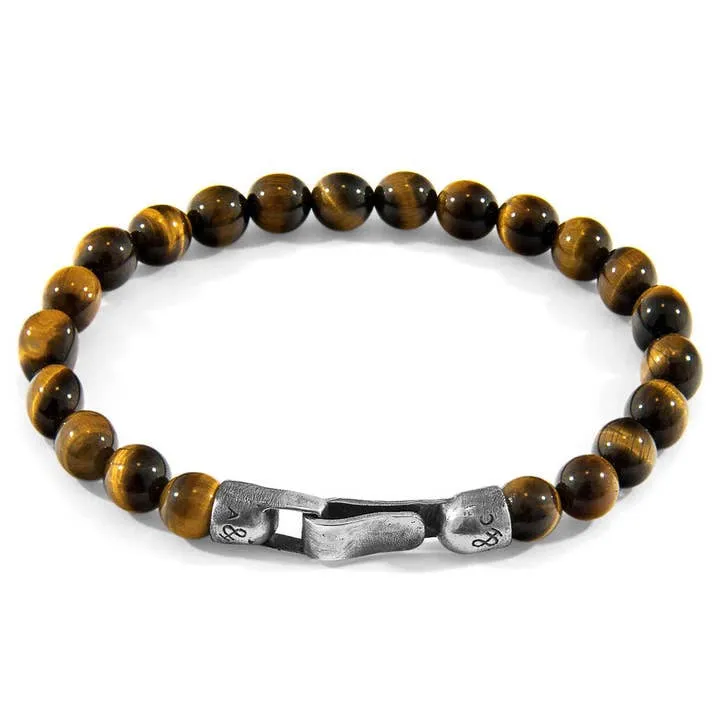 Anchor & Crew Tigers Eye Nachi Silver and Stone Beaded Bracelet