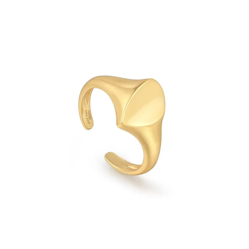 Ania Haie Gold Arrow Adjustable Signet Ring R049-02G