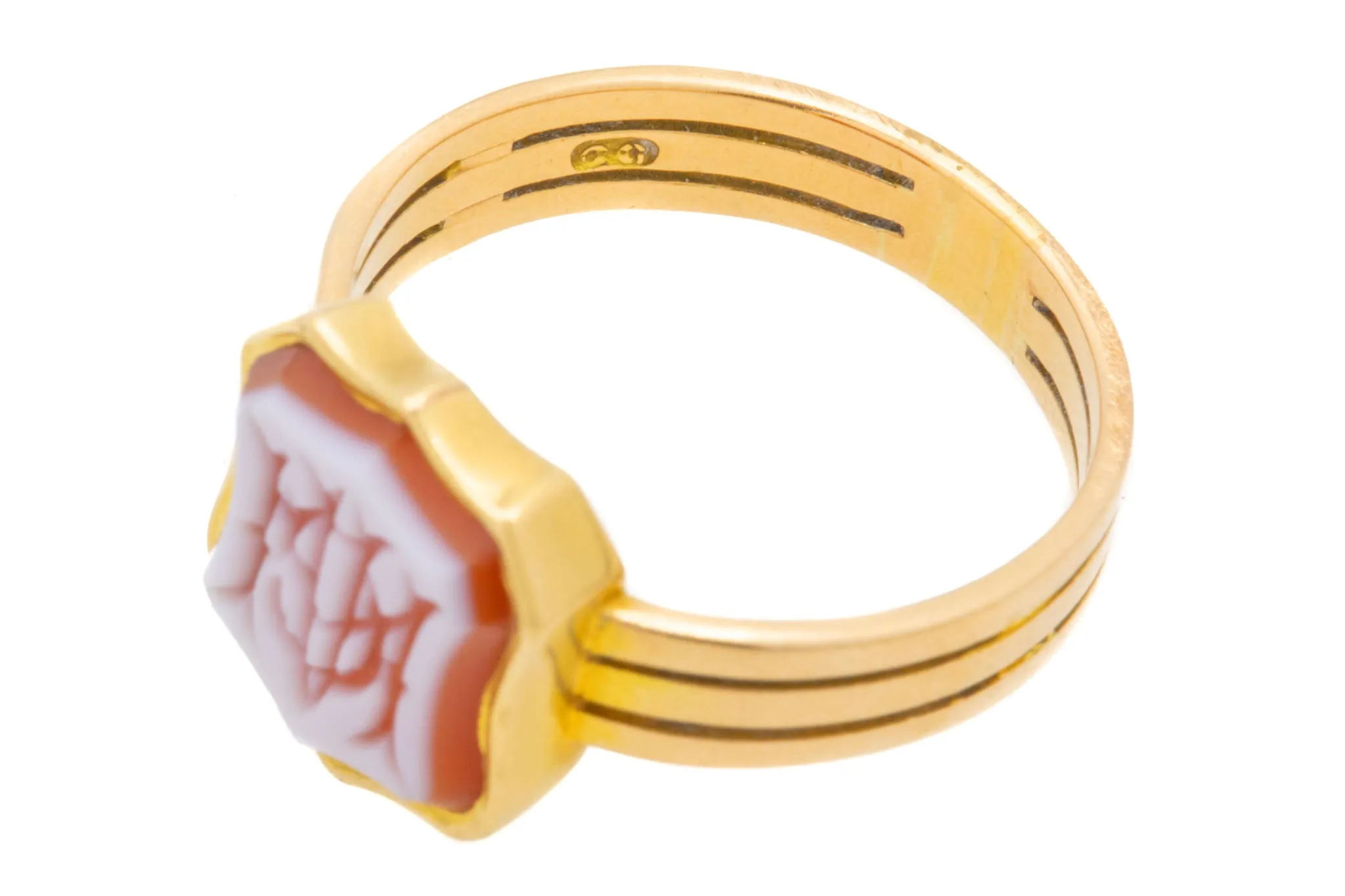 Antique 15ct Gold Sardonyx Signet Ring, 'WCA' Initials