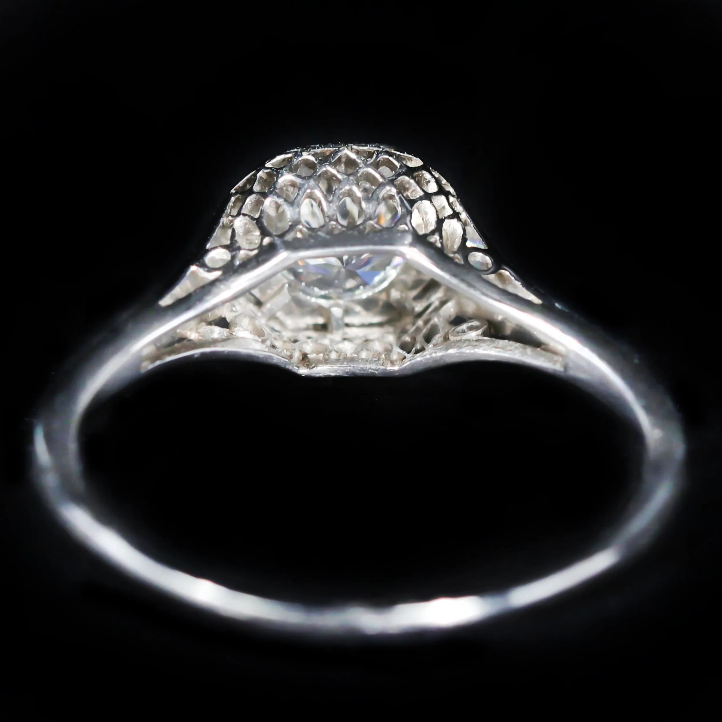 Art Deco Platinum 0.50 Carat Old European Cut Diamond Engagement Ring