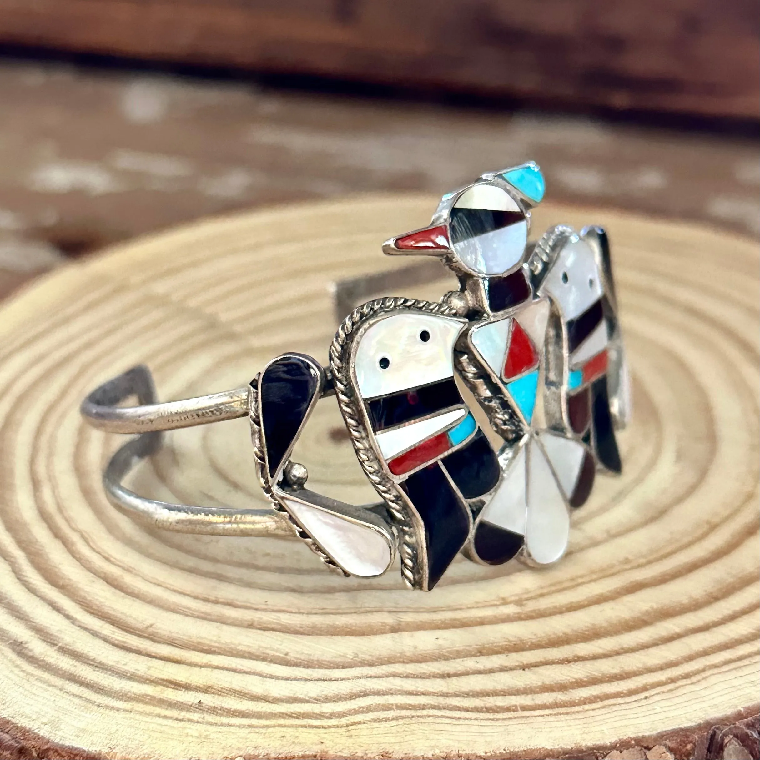 B&C SHACK Zuni Thunderbird Inlay Sterling Silver Cuff 22g