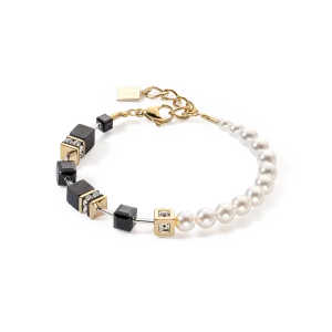 Black & Gold GeoCube Pearl Bracelet