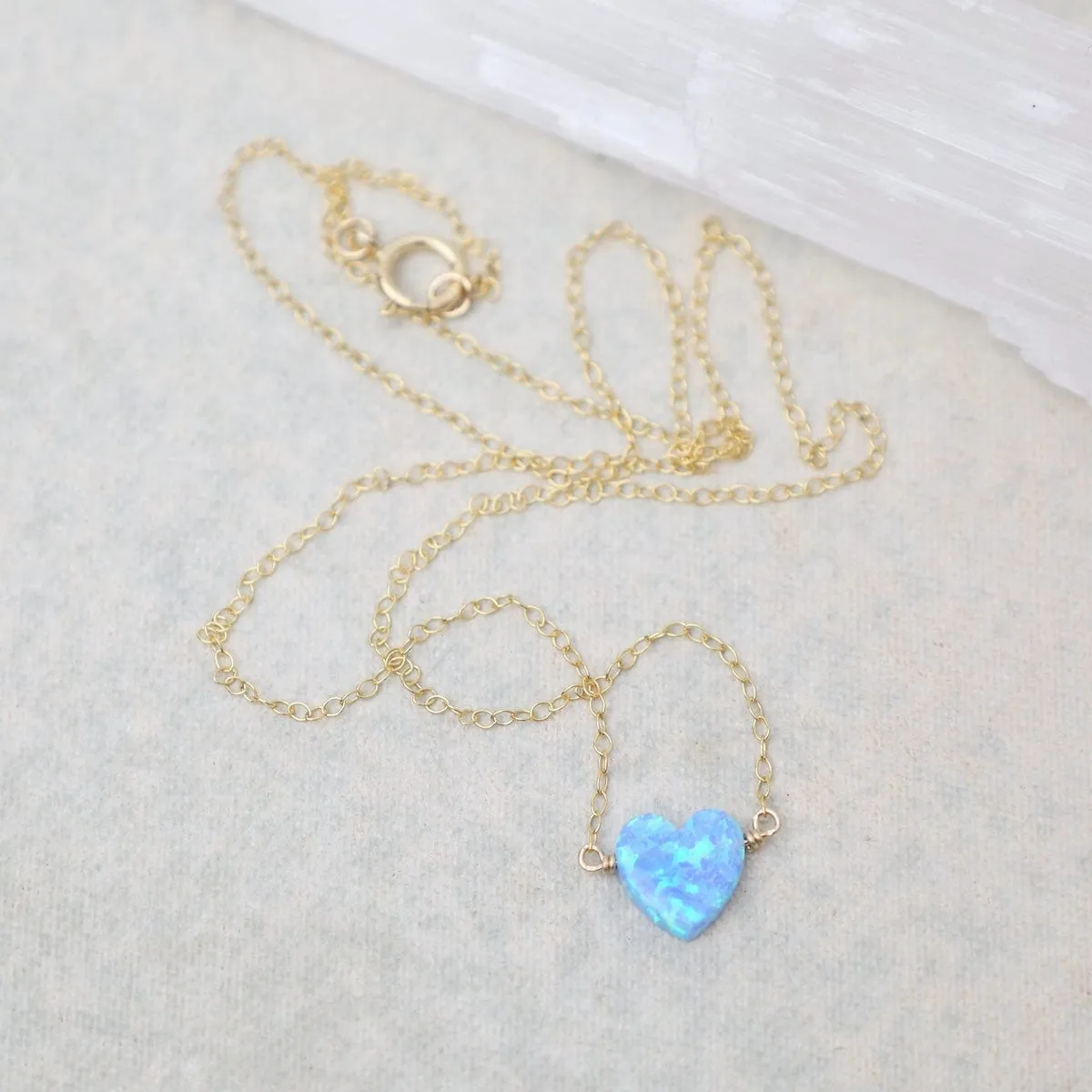 Blue Opal Heart Necklace