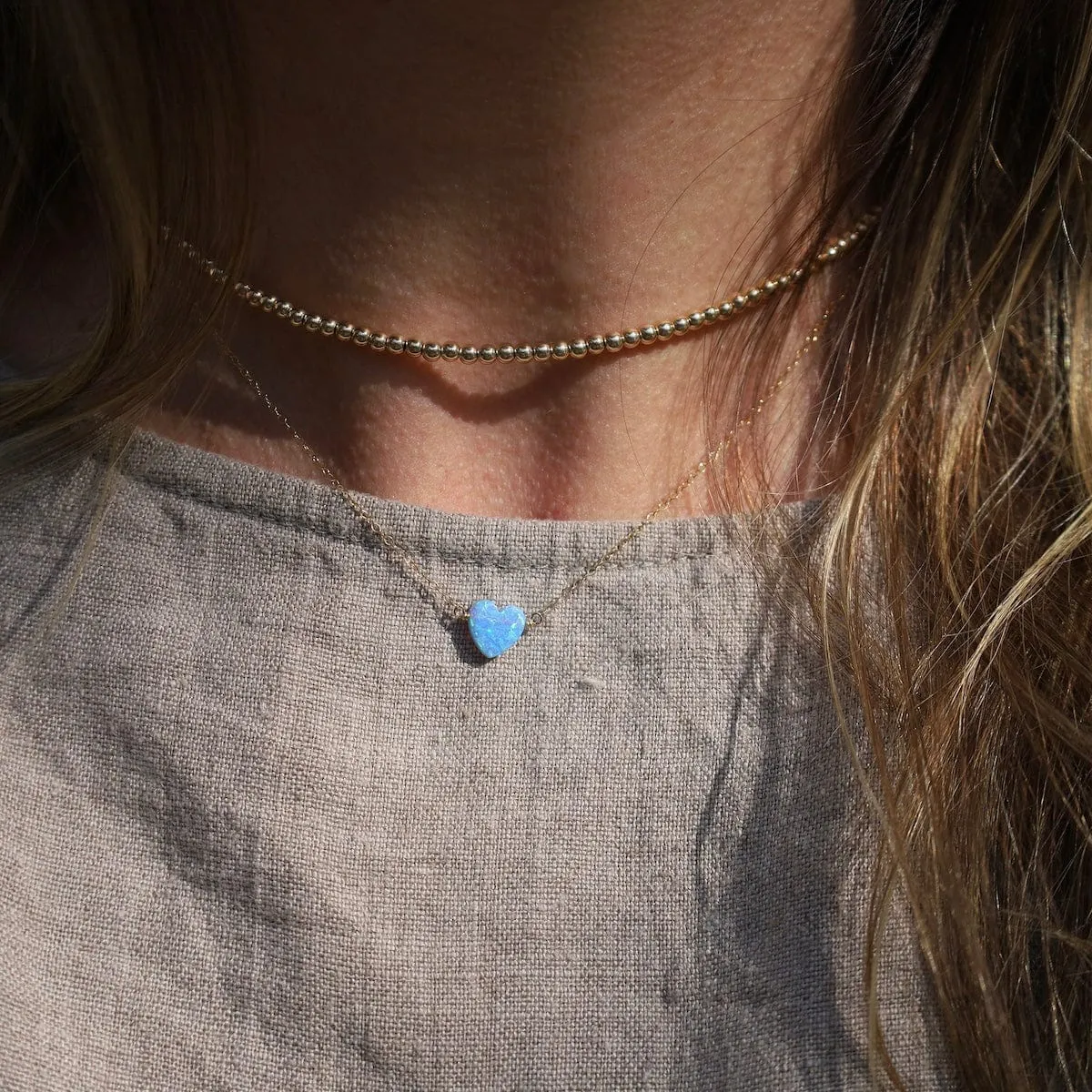 Blue Opal Heart Necklace