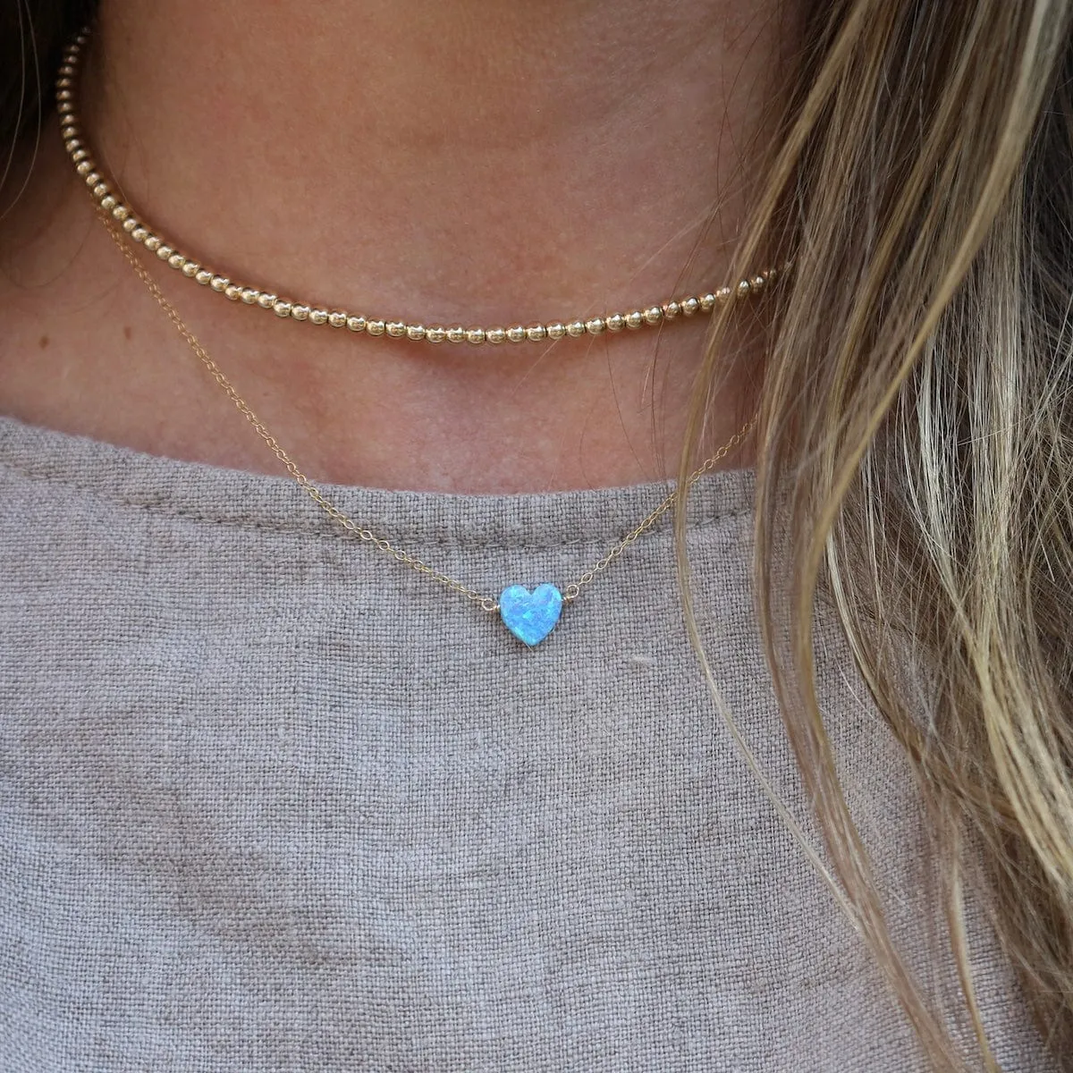 Blue Opal Heart Necklace