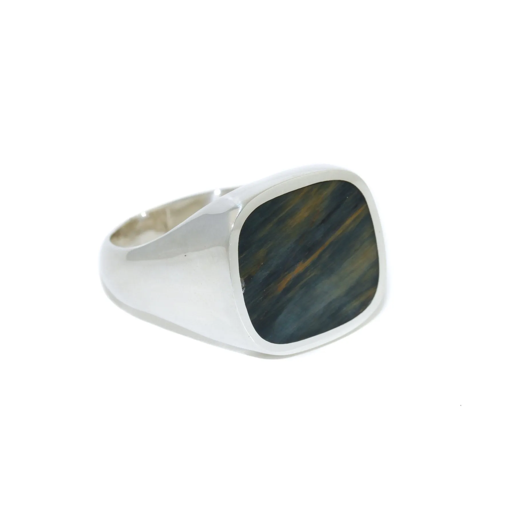 Blue Tiger's Eye x Square-Cut Inlay Signet by Kingdom