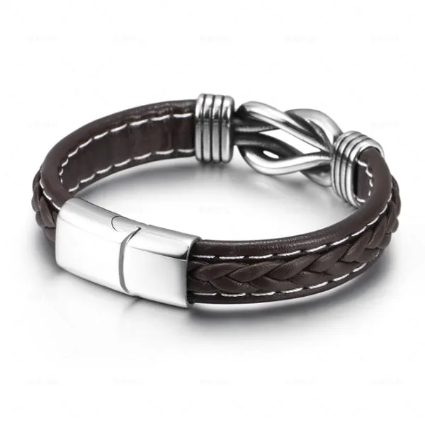 Braided Leather Magnetic Bracelet (Circumference 20.5cm) 真皮編織磁扣手鍊 (鍊長 20.5cm) (KJBR16079)