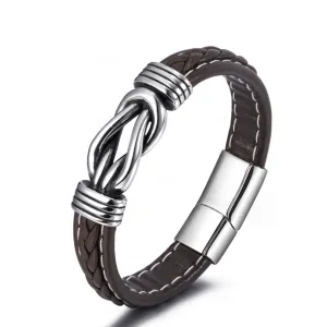 Braided Leather Magnetic Bracelet (Circumference 20.5cm) 真皮編織磁扣手鍊 (鍊長 20.5cm) (KJBR16079)