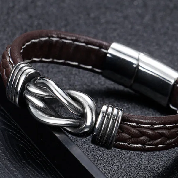 Braided Leather Magnetic Bracelet (Circumference 20.5cm) 真皮編織磁扣手鍊 (鍊長 20.5cm) (KJBR16079)