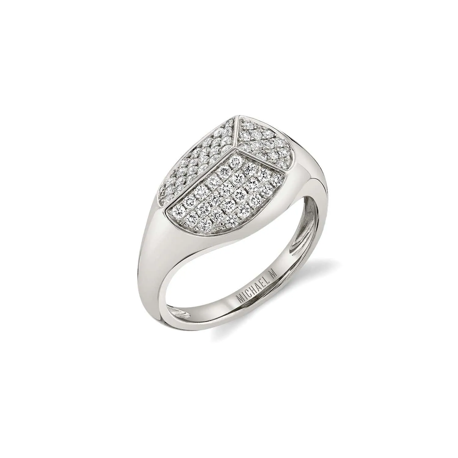 Carve Signet Ring with Pavé