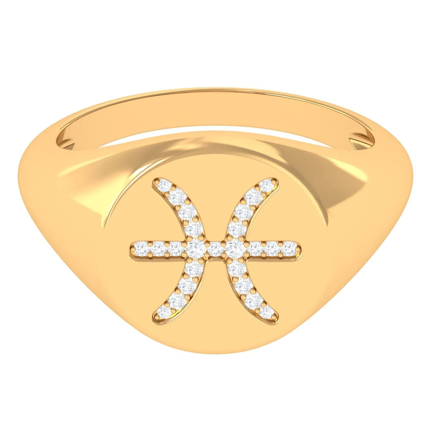 Certified Cubic Zirconia Pisces Zodiac Signet Ring