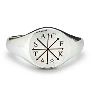 Chaos Family Initials Personalised Silver Signet Ring