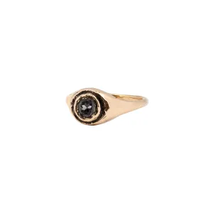 Charcoal Diamond Precious Stone 14K Gold Signet Ring