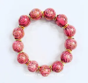 Chinoiserie Pink & Gold Accent Bracelet