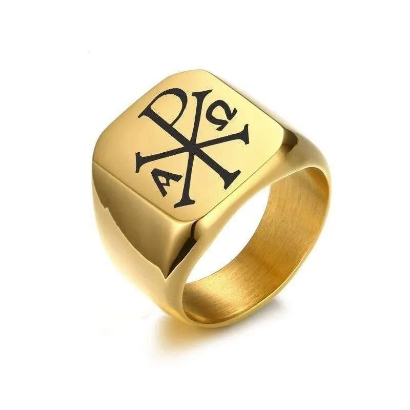 Christian Ring <br> Chi Rho Signet Ring