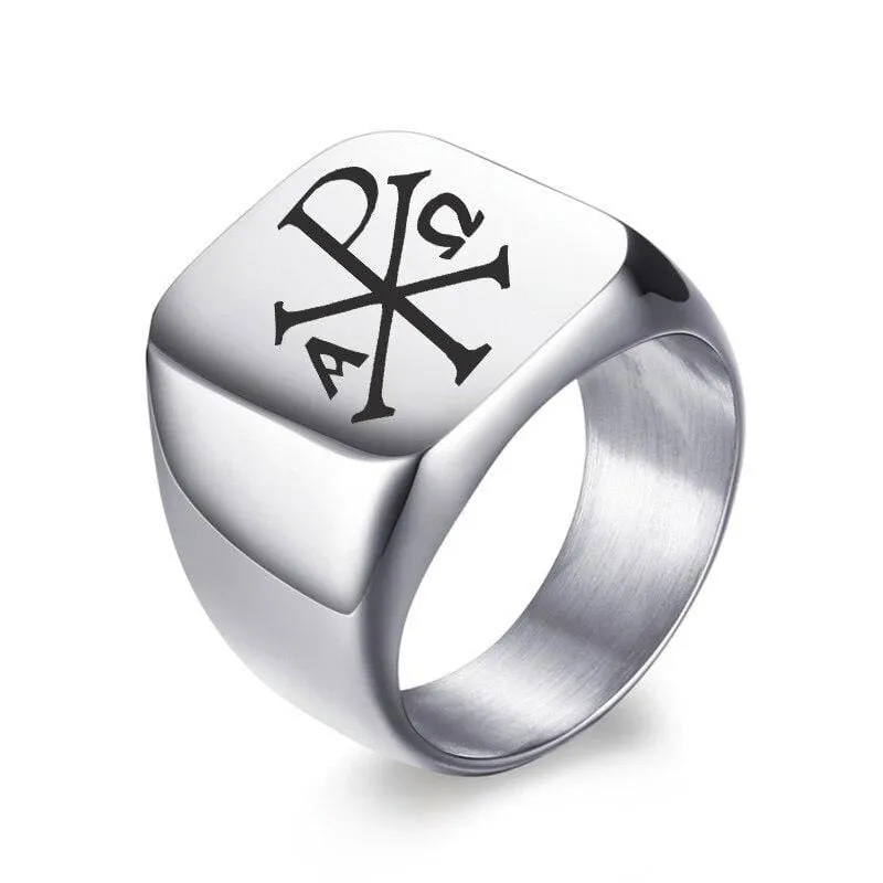 Christian Ring <br> Chi Rho Signet Ring