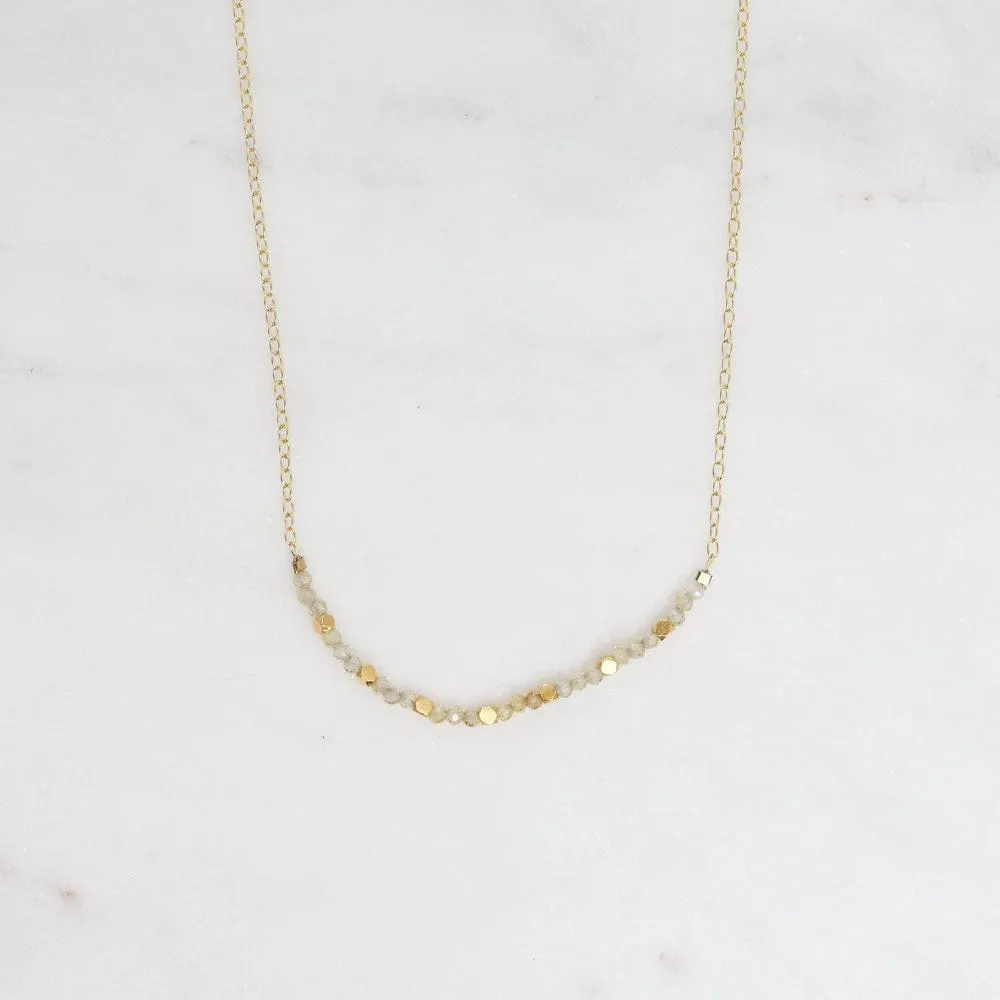 Citrine & 18k Gold Vermeil Cubes Arc Necklace