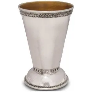 Classic Short Base 925 Sterling Silver Filigree Kiddush Cup 4.25" Made in Israel By Nadav