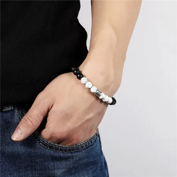 Classy Men Pisces White Beaded Zodiac Bracelet