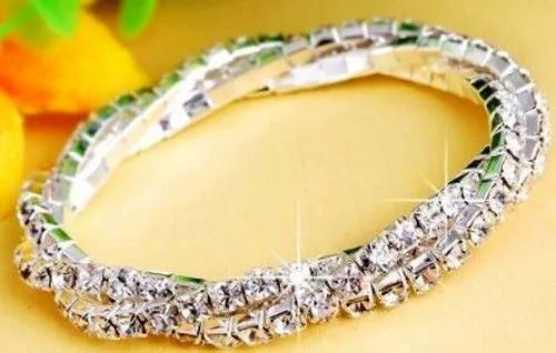 Copy of Swarovski Crystal Triple Twist Bracelet in Silver Overlay