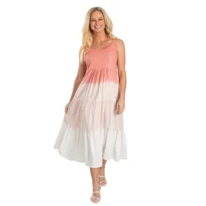 Coral Ombre Tiered Sun Dress