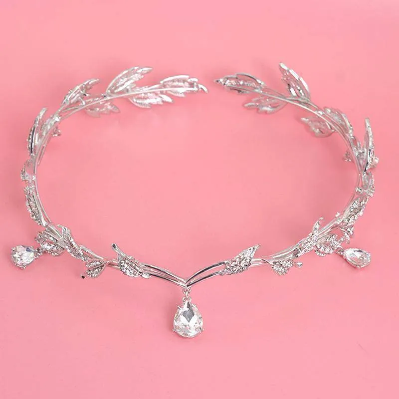 Crystal Crown Tiara, Water drop Leaf Headband, Luxury Hair accessory, Good for Bridals, Prom, Princess, Pageant, Wedding