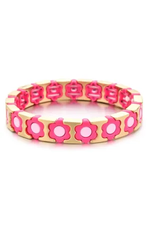 Daisy chain bracelet - hot pink/pale pink/gold