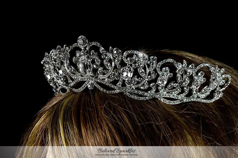 Dextra Victorian Statement SilverTiara | Swarovski Crystal