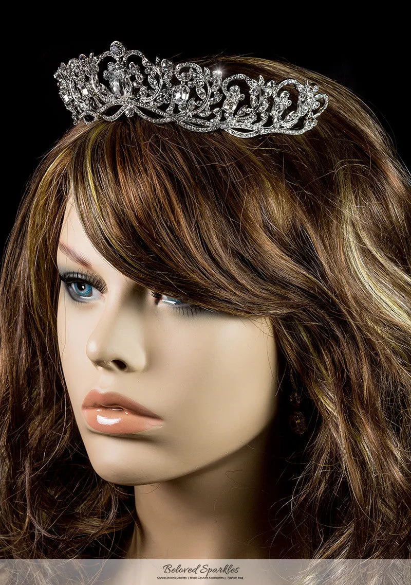 Dextra Victorian Statement SilverTiara | Swarovski Crystal