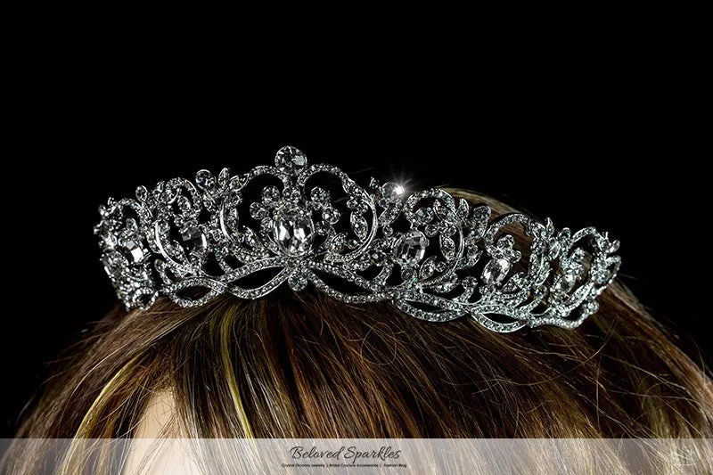 Dextra Victorian Statement SilverTiara | Swarovski Crystal