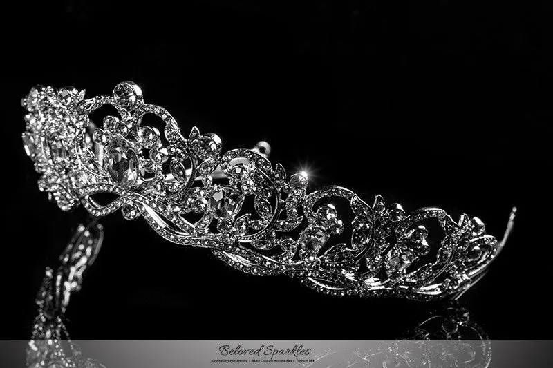 Dextra Victorian Statement SilverTiara | Swarovski Crystal