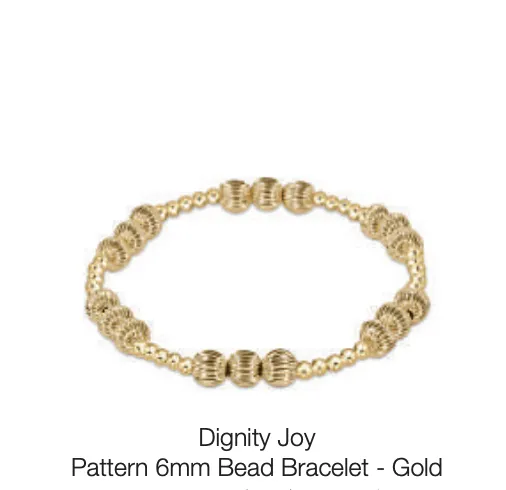 Dignity Joy Pattern 6mm Bead  Bracelet - Gold by enewton