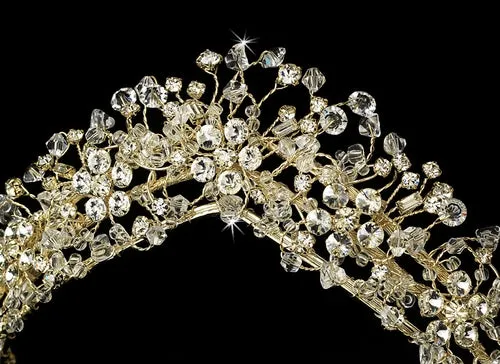 Enchanting Gold Crystal Bridal Tiara