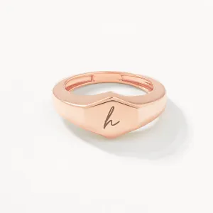 Engravable Hexagon Signet Pinky Ring in Rose Gold