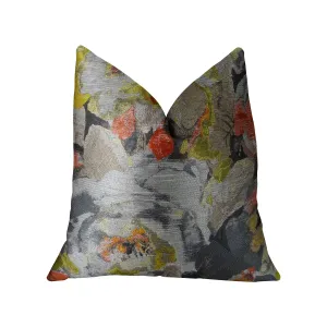 Fairy Garden  Gray Yellow and Coral Handmade Luxury Pillow